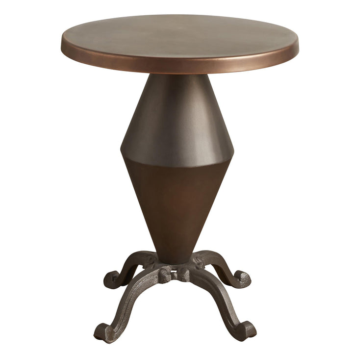 Gold and Brass Tone Round Metal Side Table - Bronze
