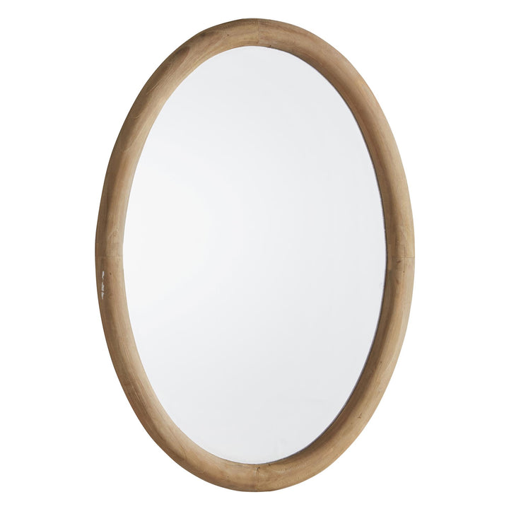 Sleek Wooden Oval Frame Mirror - Beige