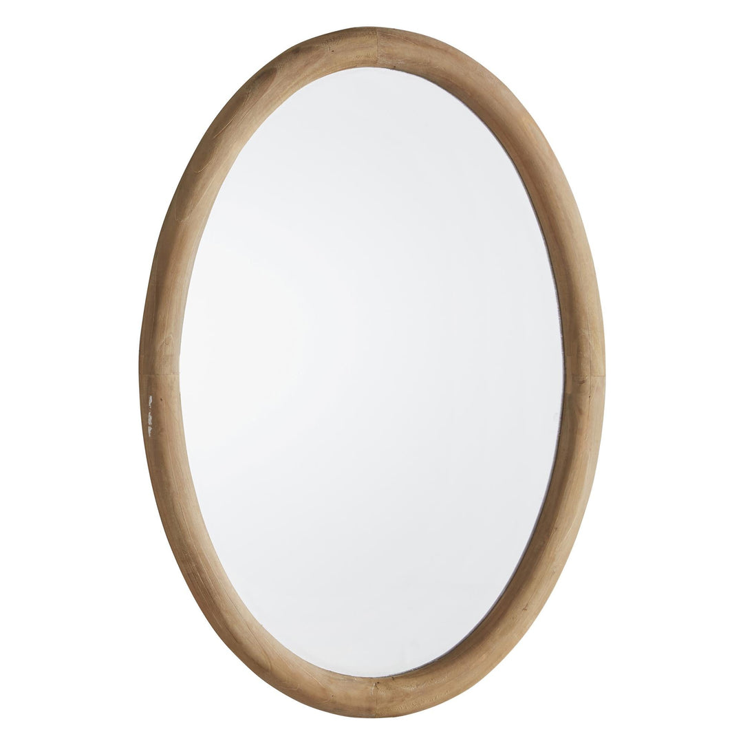 Sleek Wooden Oval Frame Mirror - Beige