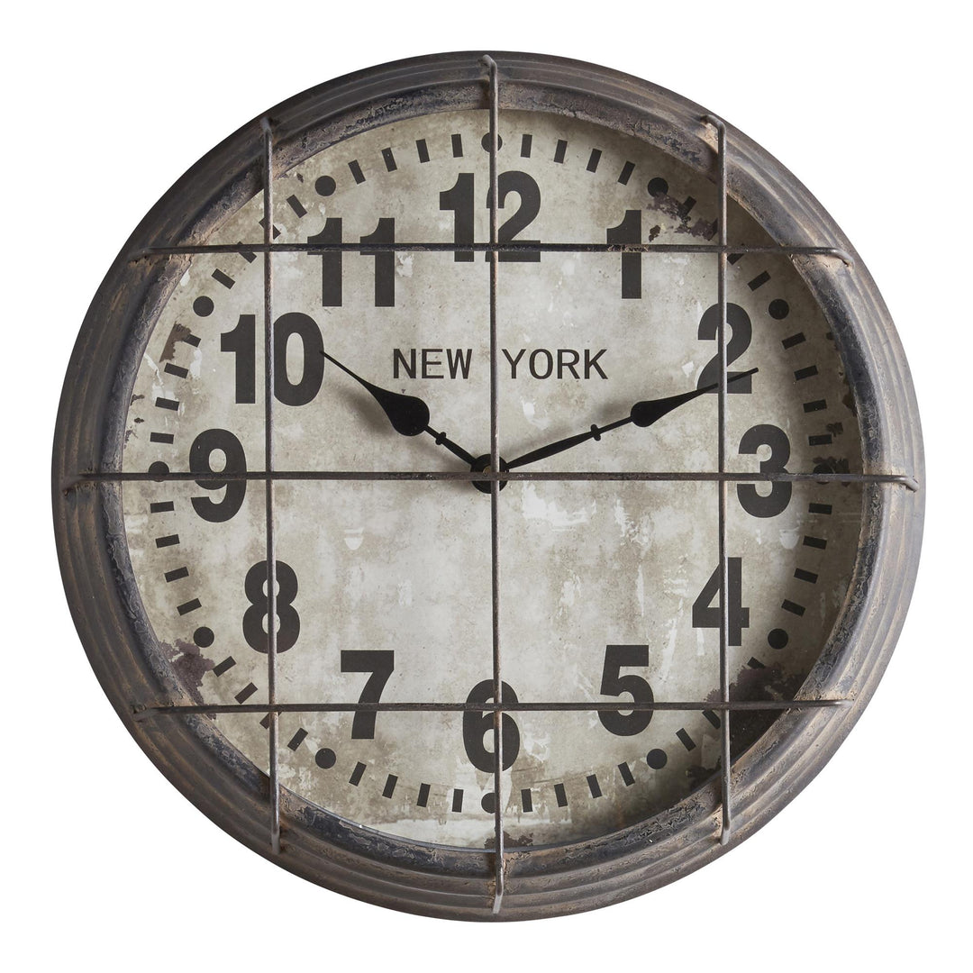 Iron and Glass Antique Subway Wall Clock - Black / Silver