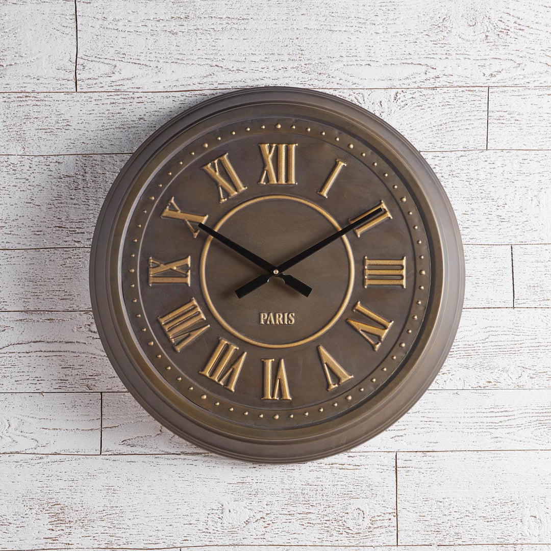Iron Vintage Wall Clock with Roman Numerals  - Bronze