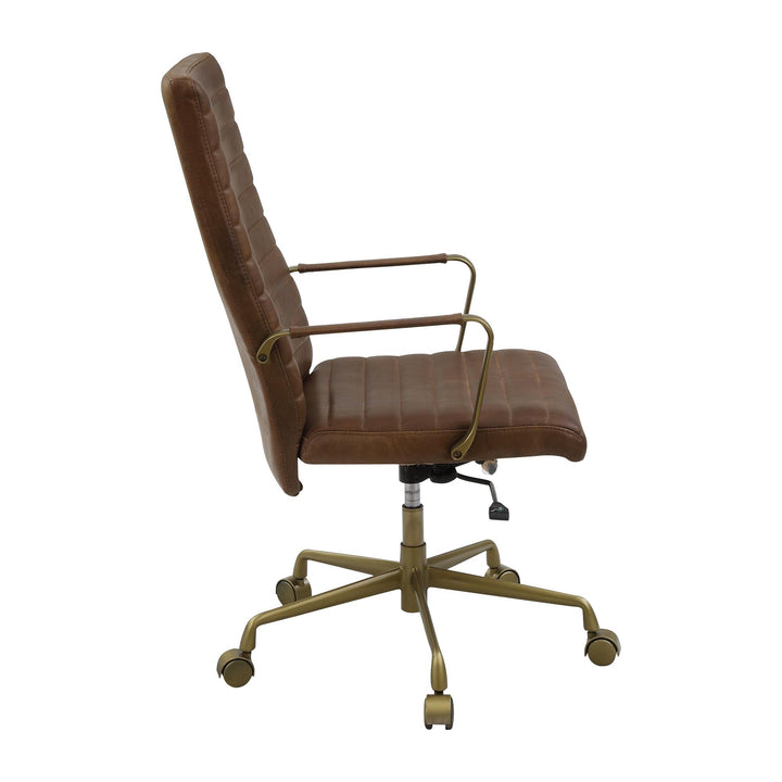 360 degree high backrest swivel office chair - Brown
