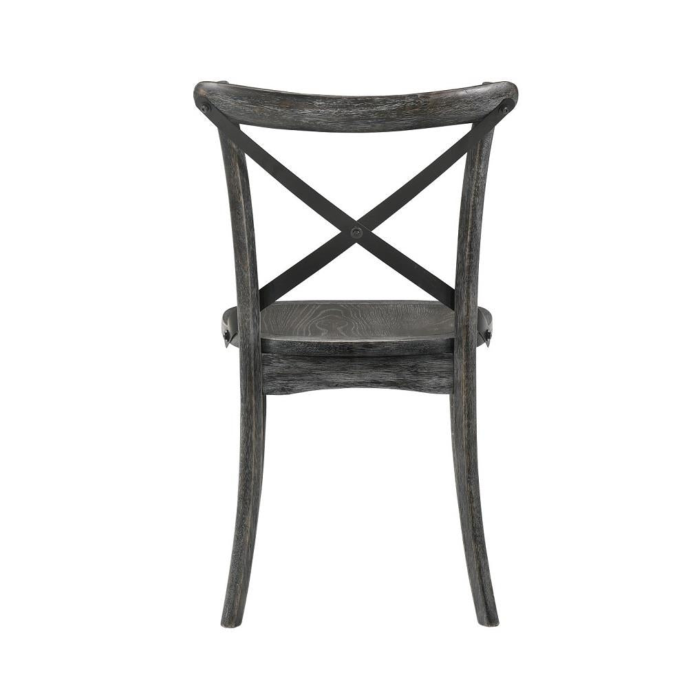 Wooden seat set of 2 armless chair - Rustic Gray