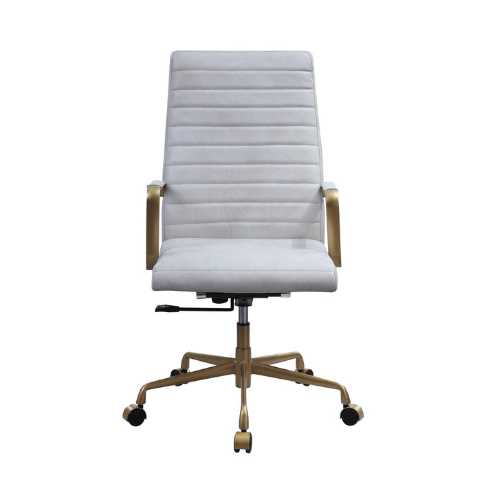 leather high backrest swivel office chair - Brown