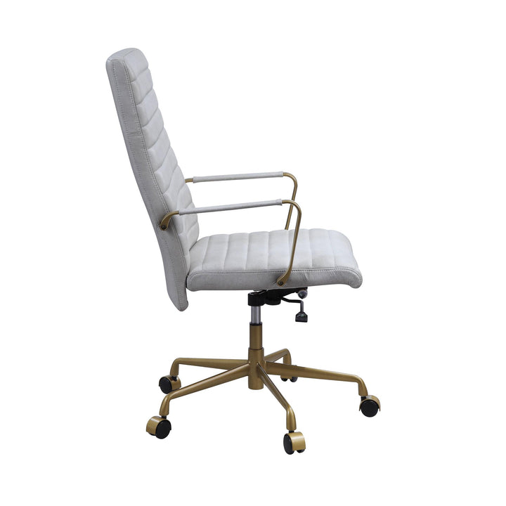 top gain leather high backrest swivel chair - White