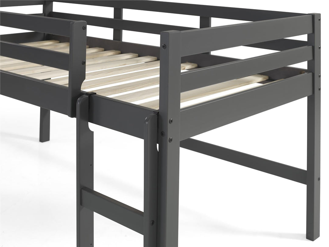 Kids loft bed with ladder and underneath space - Gray