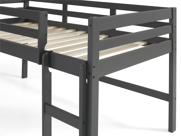 Kids loft bed with ladder and underneath space - Gray
