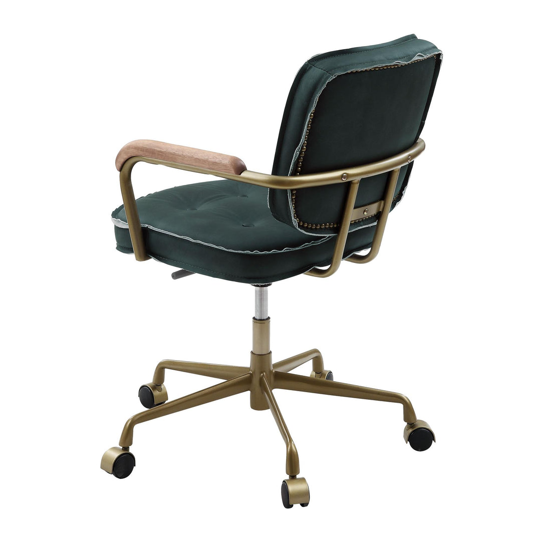 leather swivel office chair - Emerald Green