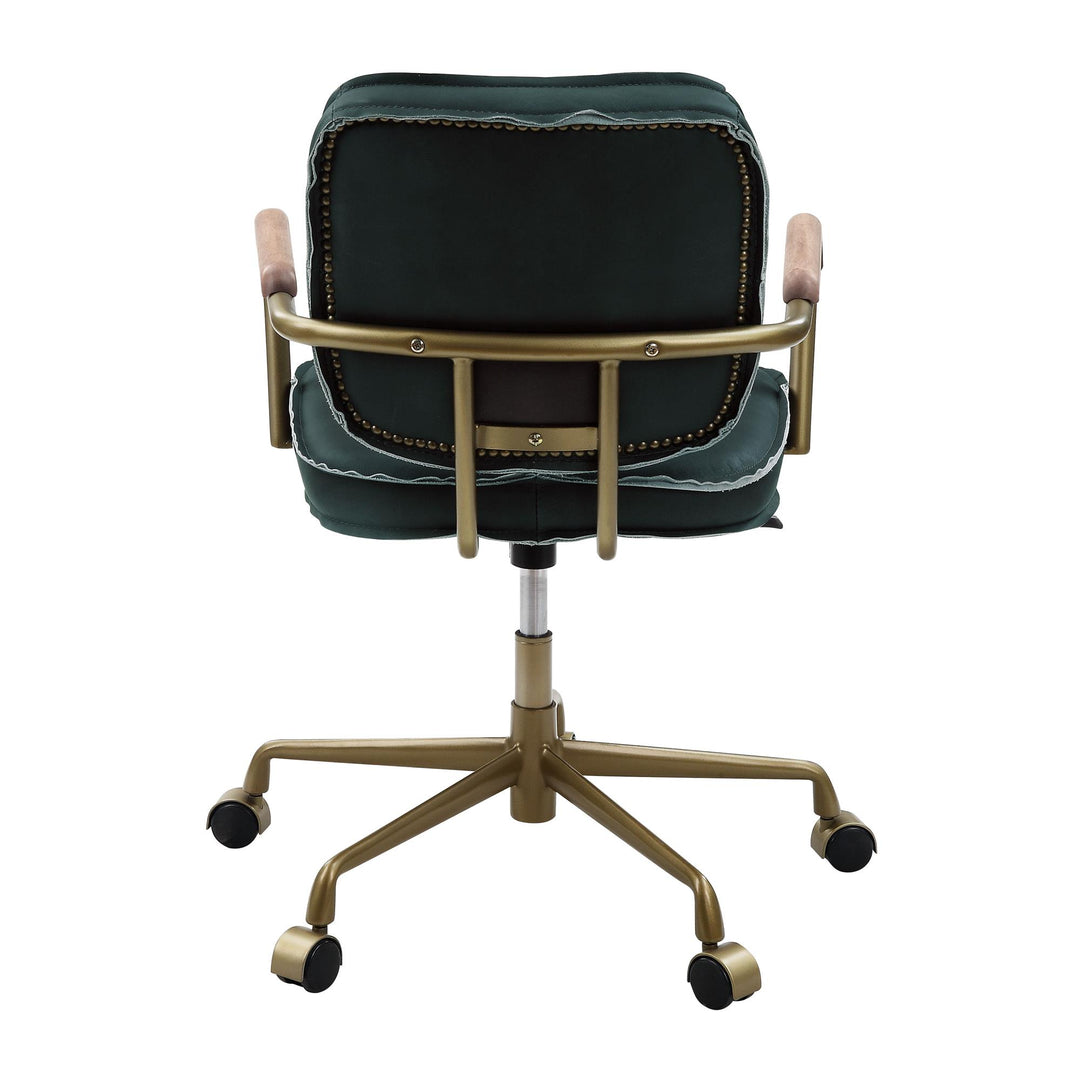 faux leather office swivel chair - Emerald Green
