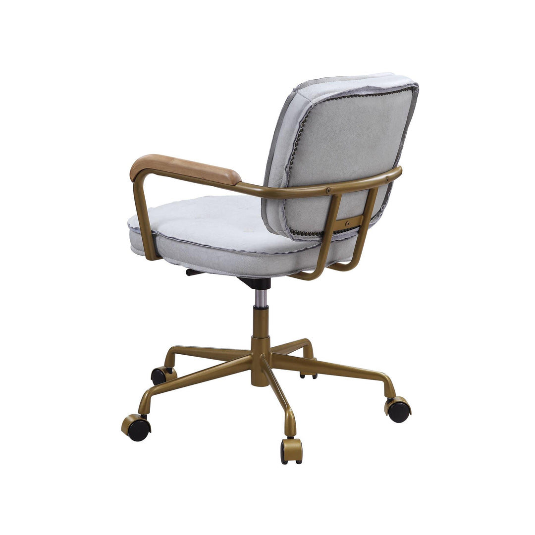 leather swivel office chair - White