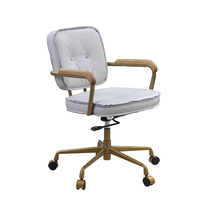 faux leather office swivel chair - White