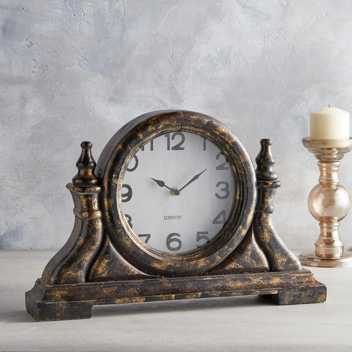 Antique Style Firwood Shelf Clock - Bronze