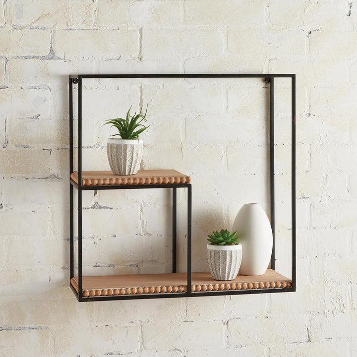 Square shelf with beaded accents - Black