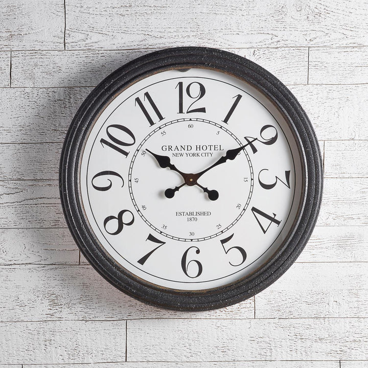 New York Grand Hotel Wall Clock - Black