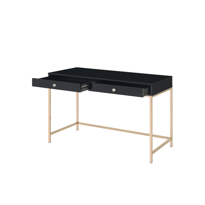 wide learning desk with 2 storage drawers - Black