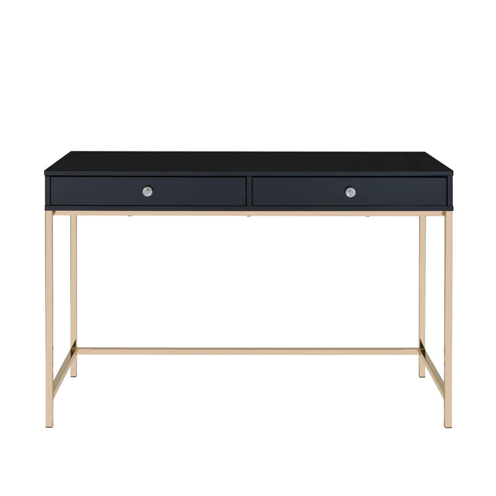 Wilder Rectangular Writing Desk with 2 Storage Drawers - Black