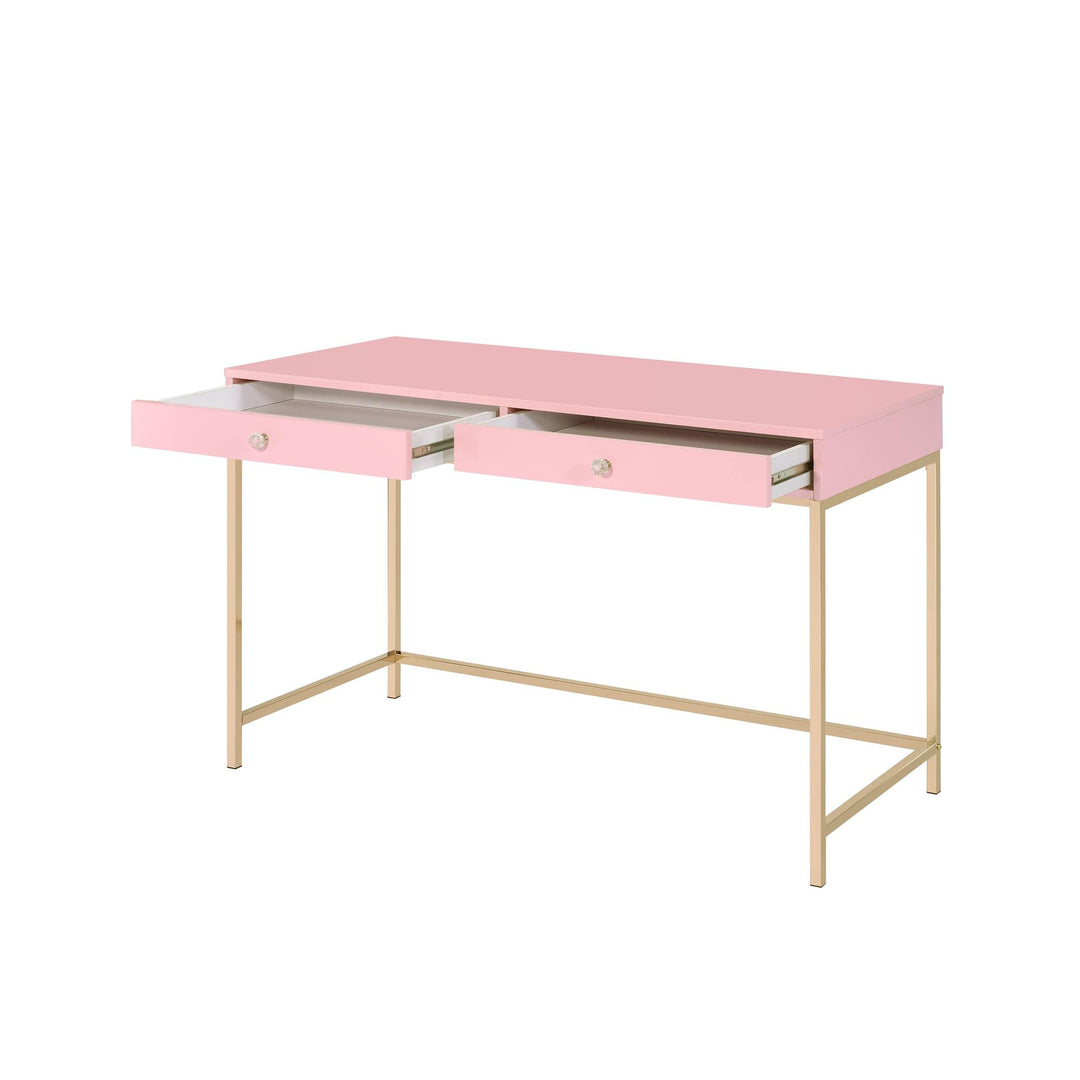 home office writing desk with 2 storage drawers - Pink