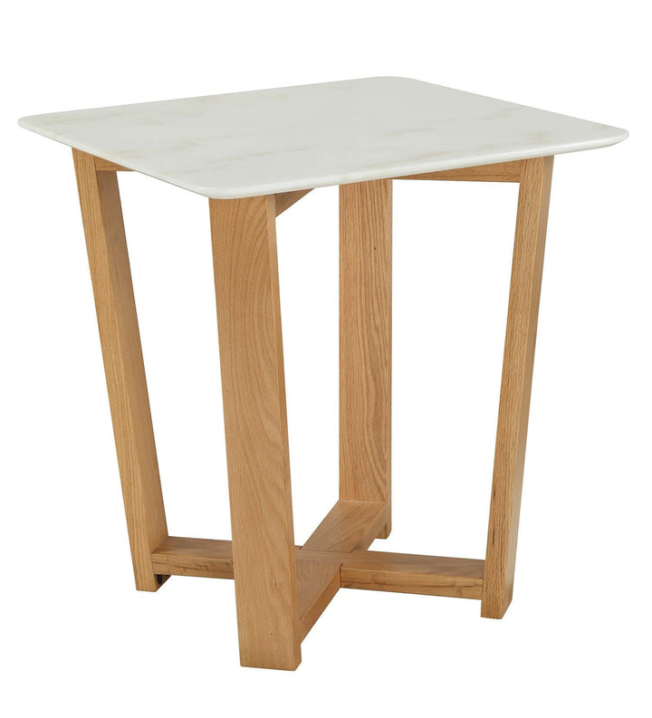 Square accent table with wood base - Natural