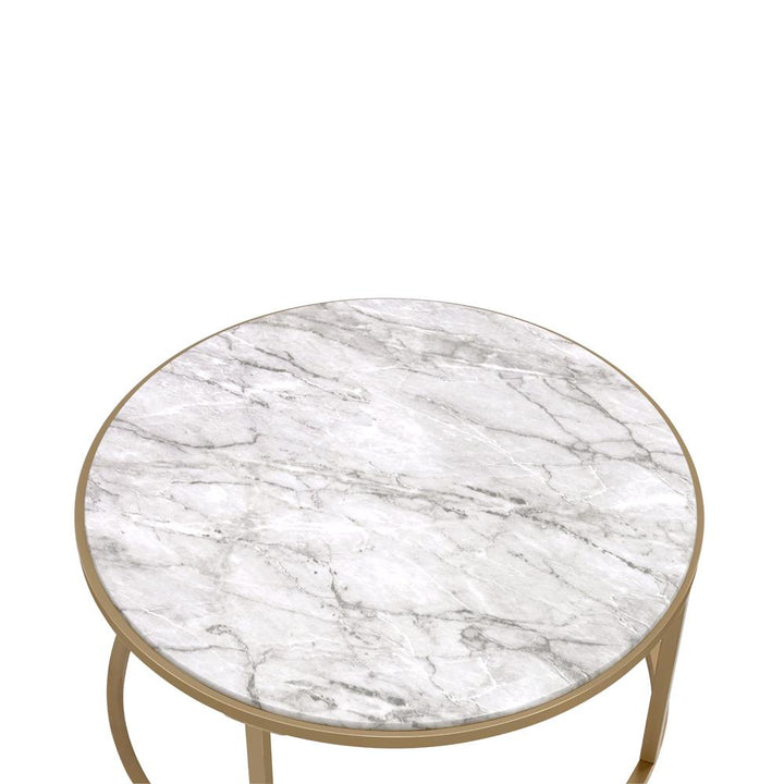 2-piece round nesting table set - Gold