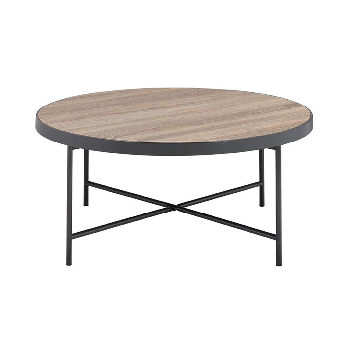 Cole Round Wooden Top Coffee Table - Gray Oak