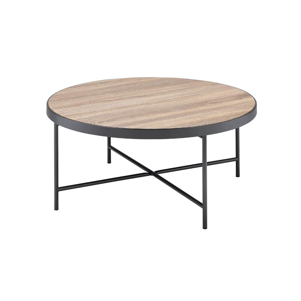 Round coffee table with metal legs - Gray Oak