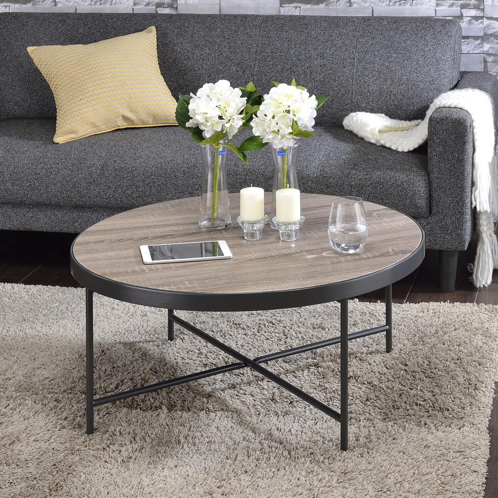 Wooden round coffee table - Gray Oak