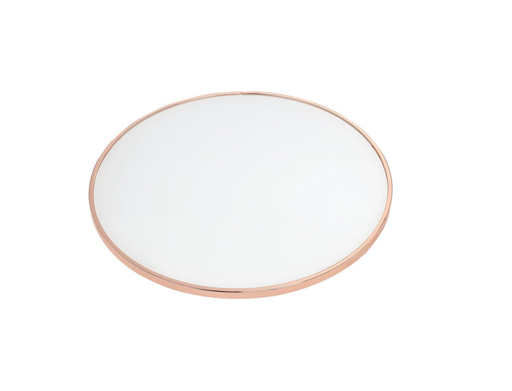 frosted glass top round end table with metal base - Rose Gold