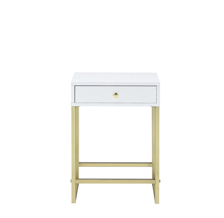 Dalia Rectangular Accent Table with 1 Drawer - White