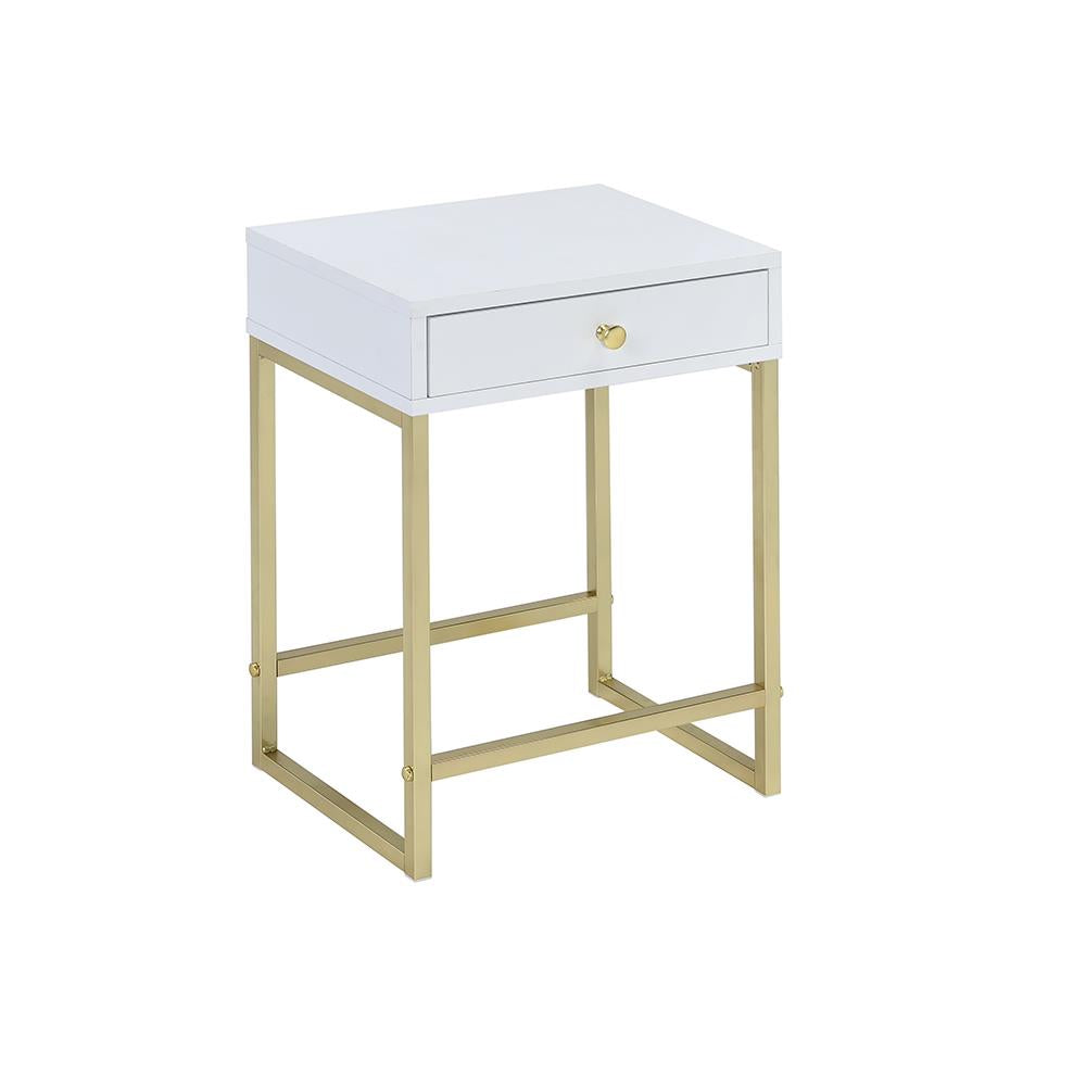1 drawer small accent table - White