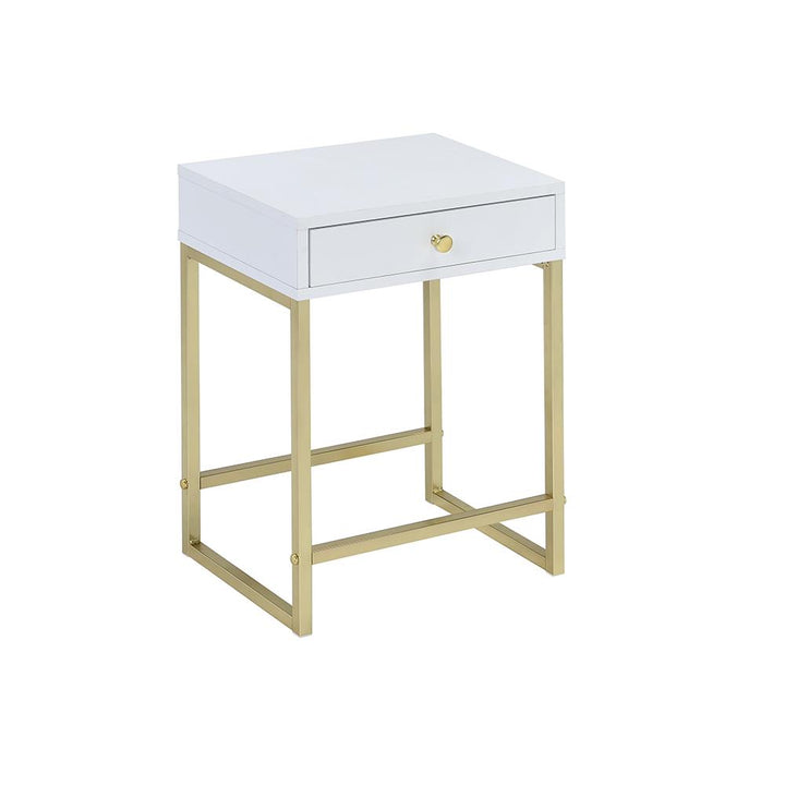 1 drawer small accent table - White