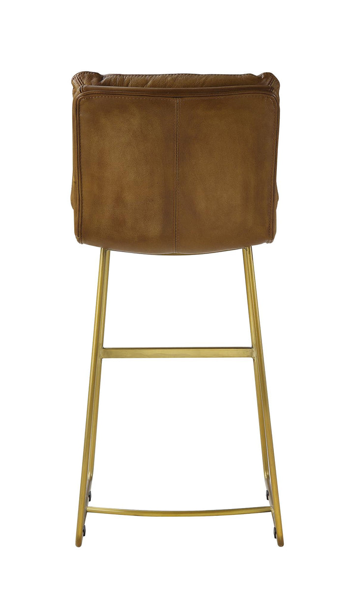 Top gain leather armless bar chair - Brown