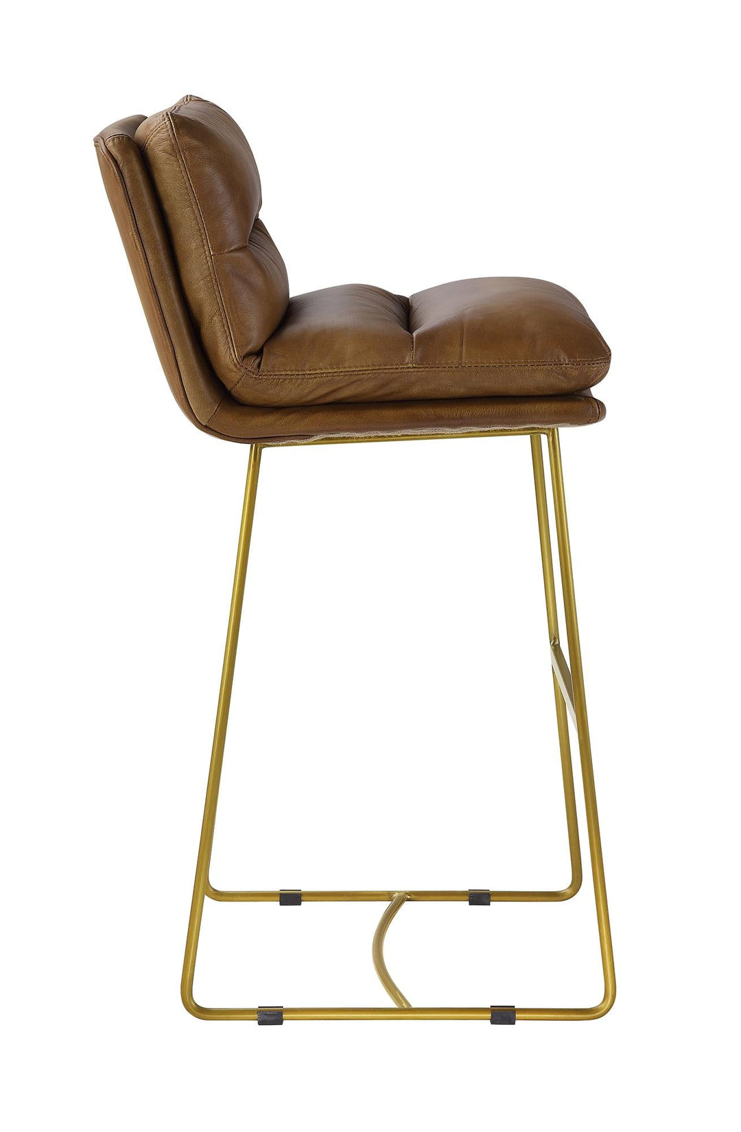 Armless chair with padded back and seat - Brown