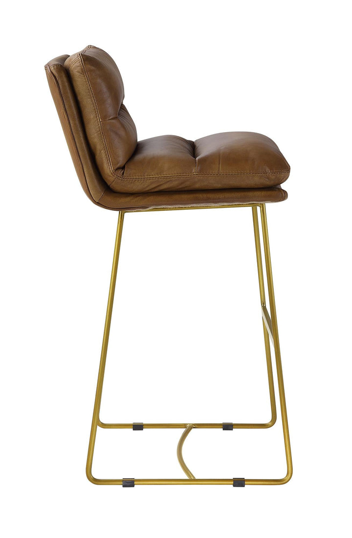 Armless chair with padded back and seat - Brown