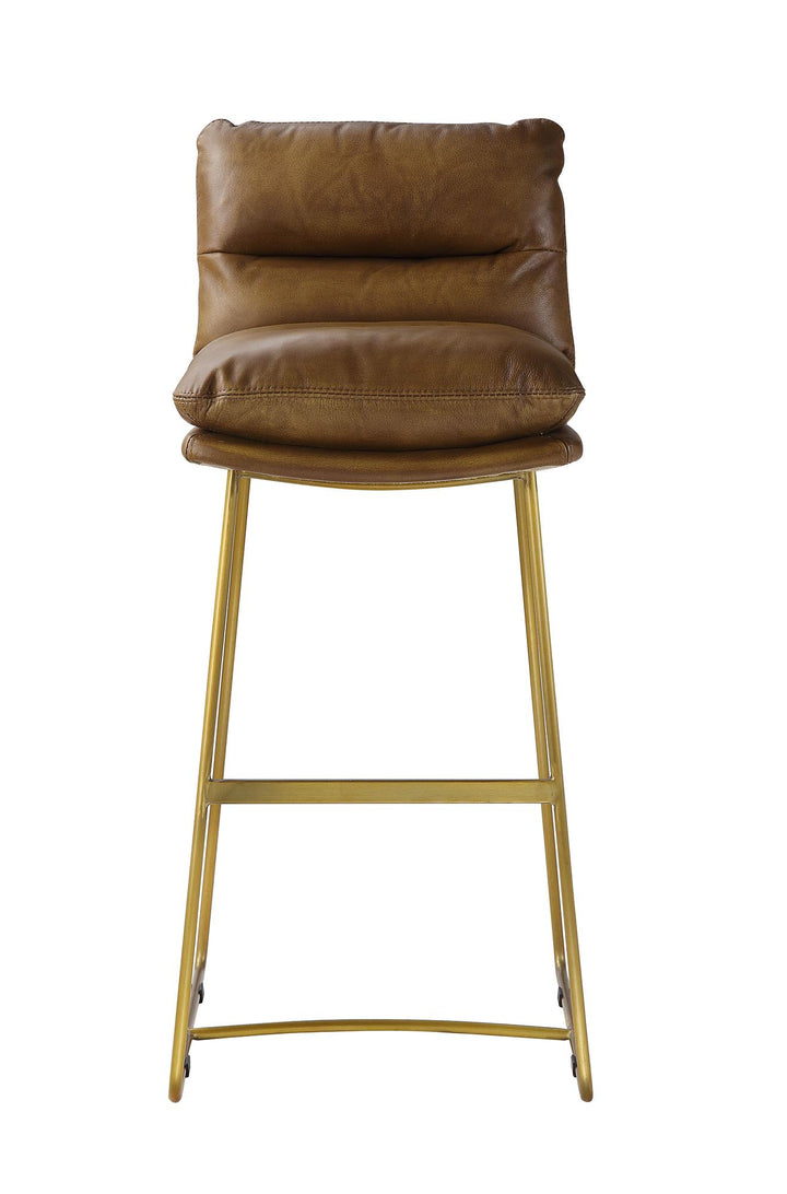 Wyatt Armless Bar Chair with Padded Back and Seat - Brown