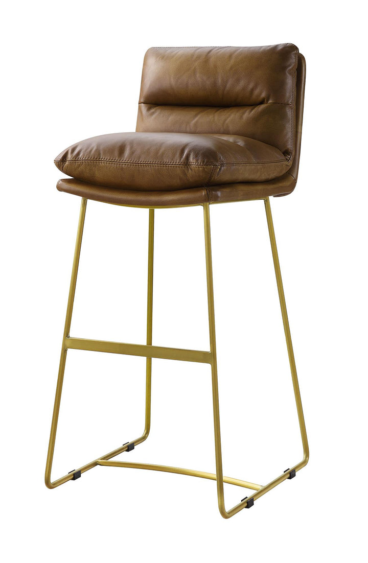 Horizontal tufted armless bar chair - Brown