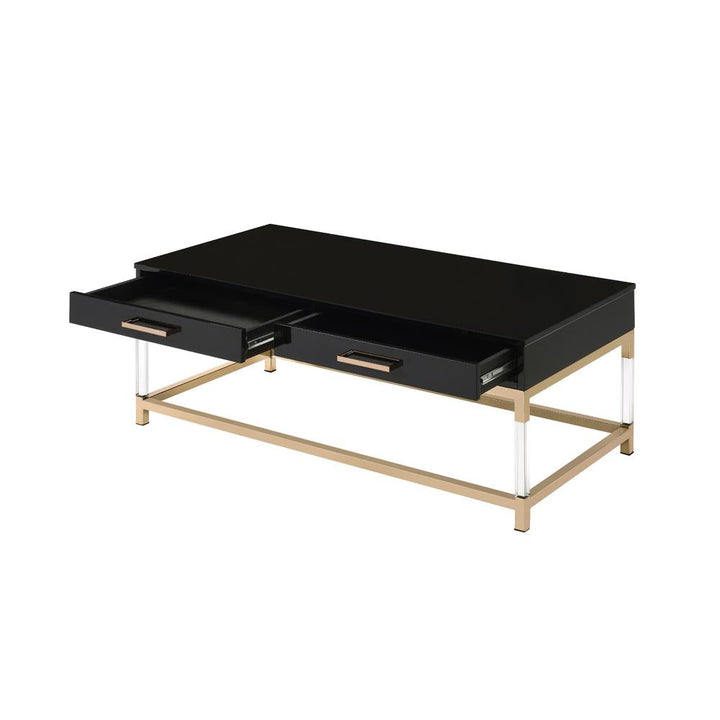 Rectangular Coffee Table with 2 Storage drawers - Black