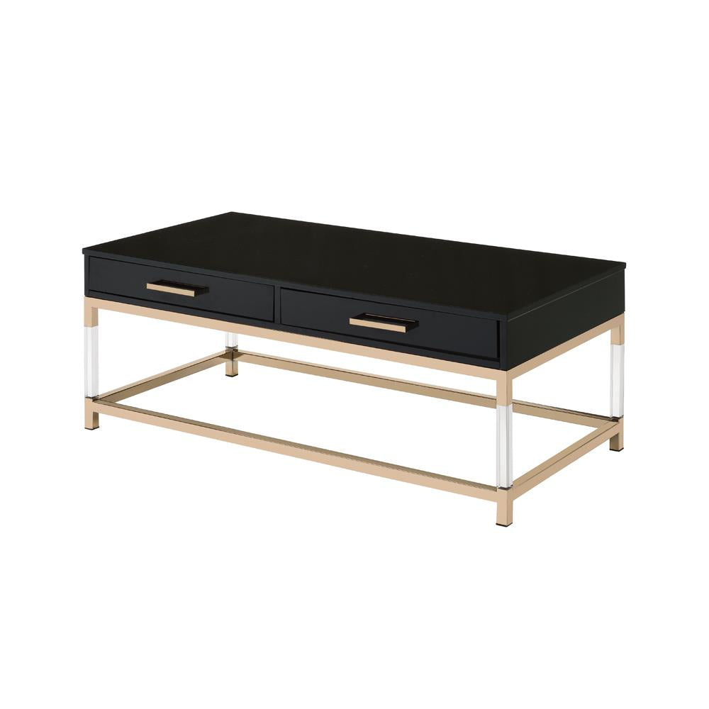 Rectangular coffee table with metal base - Black