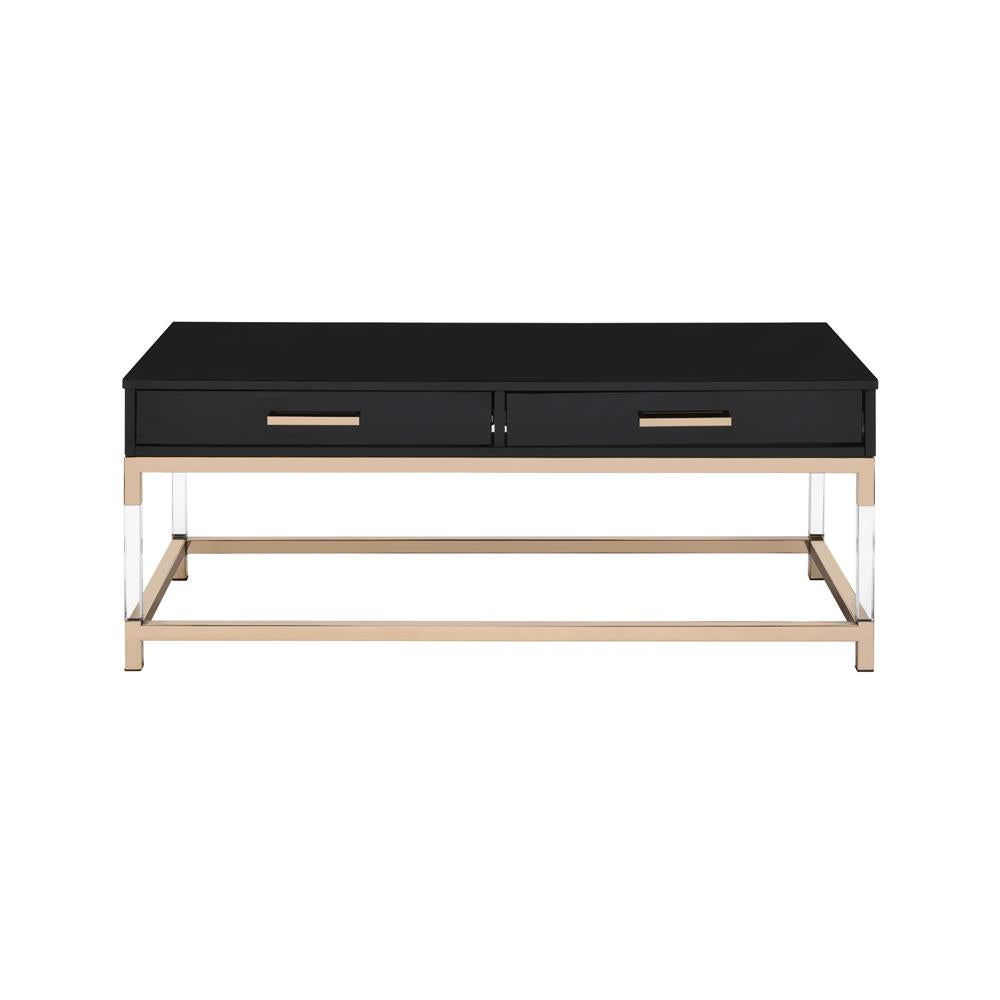 Estee Rectangular Coffee Table with 2 Storage Drawers - Black