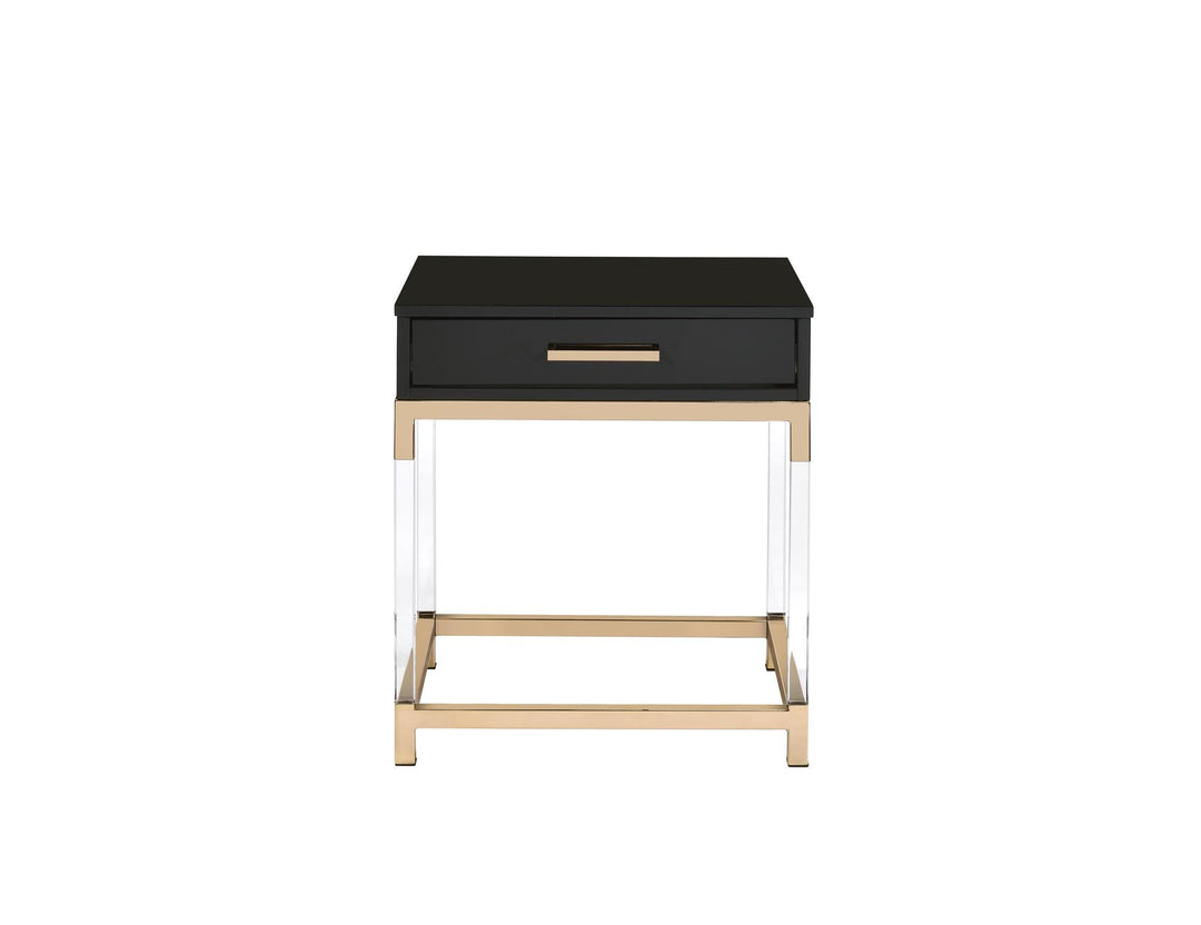 Estee Rectangular End Table with 1 Storage Drawer - Black