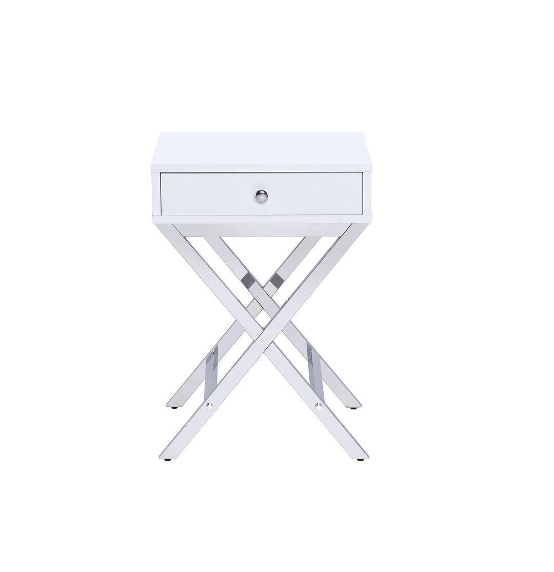 Cecily Accent Table with X Shape Base - White