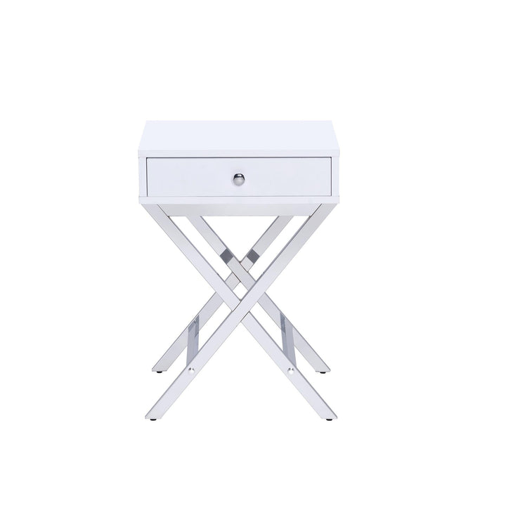 Cecily Accent Table with X Shape Base - White