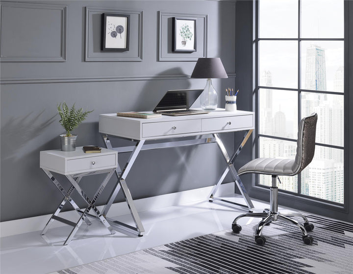 Accent table with one drawer - White