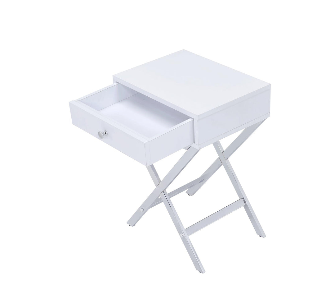 modern design 1 drawer accent table - White