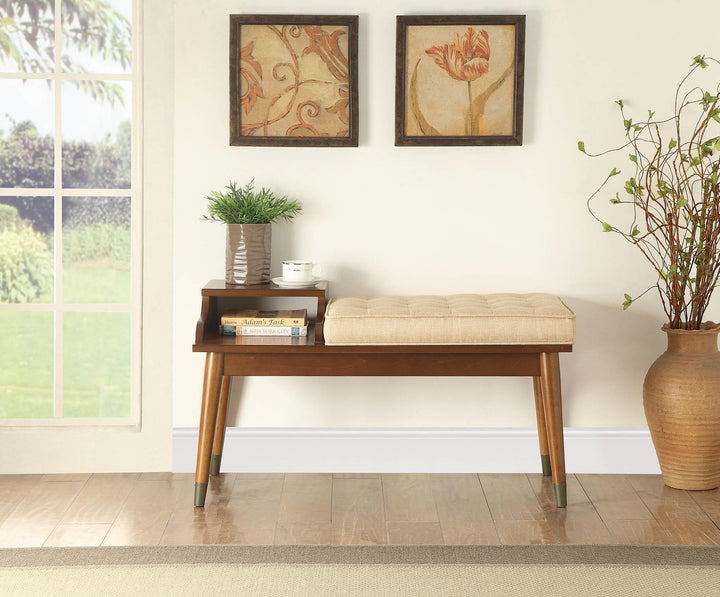 tufted fabric bench - Walnut