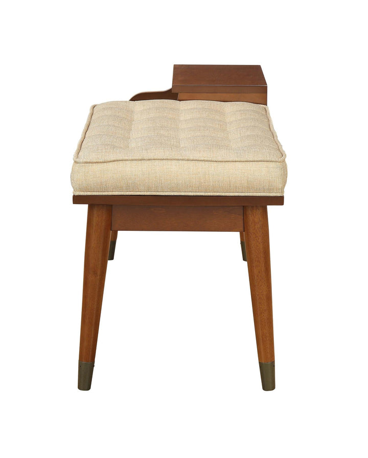 buttonless tufted bench - Walnut