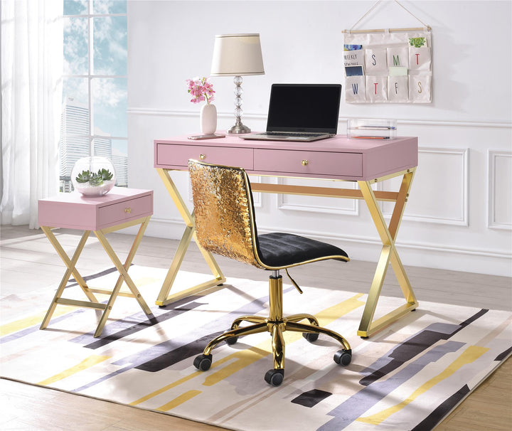 Cecily Rectangular Accent Table with 1 Drawer - Pink