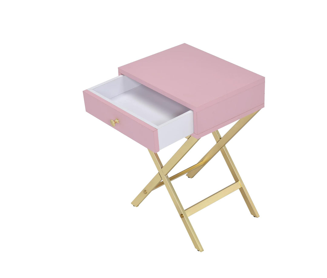 Rectangular accent table with single drawer - Pink