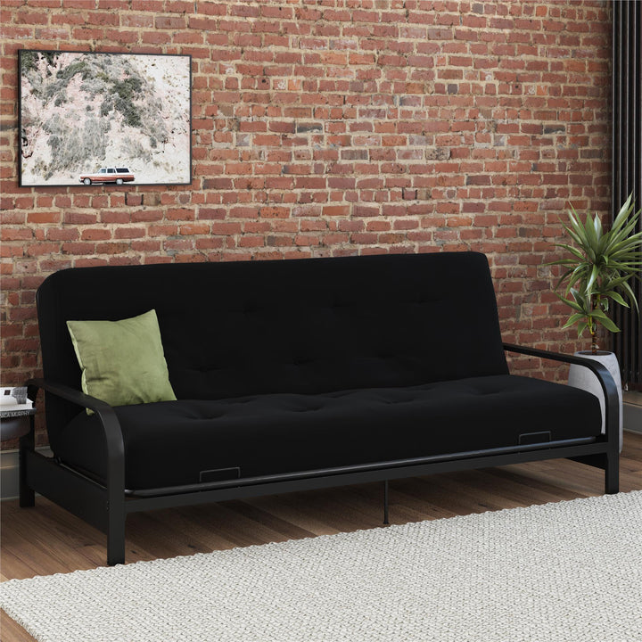 Cozey 8-Inch Pocket Spring Coil Full Sized Futon Mattress with Polyester Linen - Black - Full