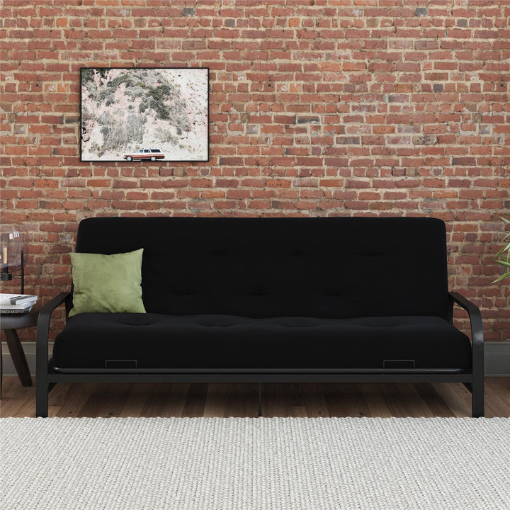 Cozey 8-Inch Pocket Spring Coil Full Sized Futon Mattress with Polyester Linen - Black - Full