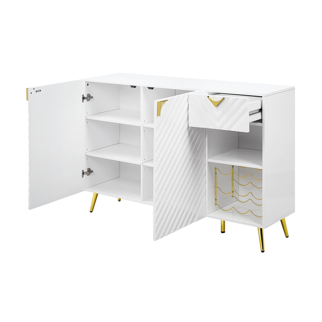 high gloss finish console table with 2 door - White